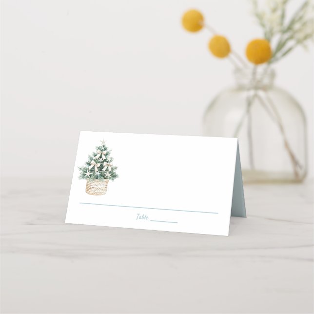 Beach Destination Wedding  | Shell Christmas Tree Place Card (Front)