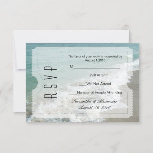Beach Destination Wedding Ticket Small RSVP