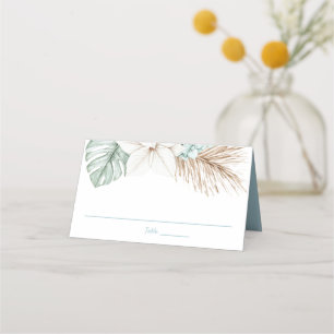 Beach Destination Wedding    Tropical Leaves Place Card