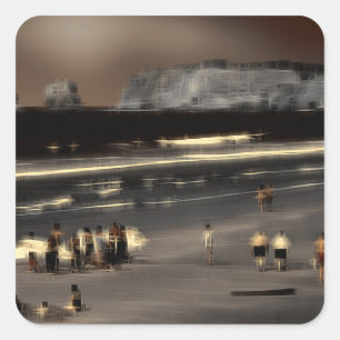 Beach digital effect of style "impression"  square sticker