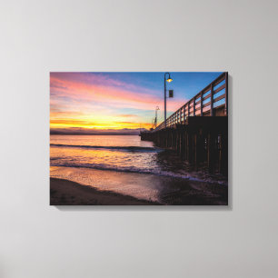 Beach Dock Scene Wrapped Canvas