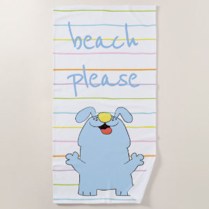 Beach Dog Blue "Beach Please" Beach Towel