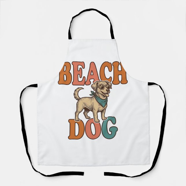 Beach Dog Vintage Engraving Graphic Design_1 Apron (Front)