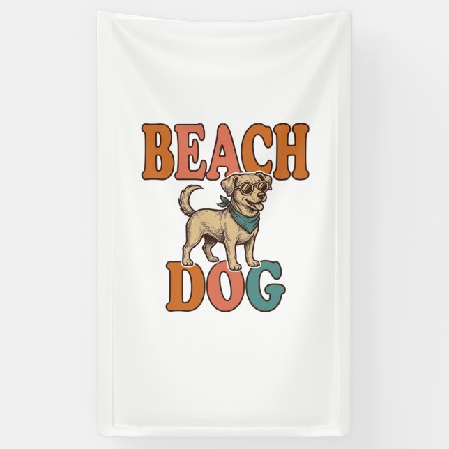 Beach Dog Vintage Engraving Graphic Design_1 Banner (Vertical)