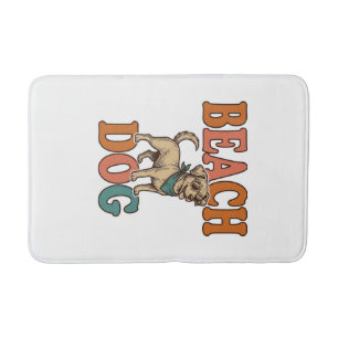 Beach Dog Vintage Engraving Graphic Design_1 Bath Mat