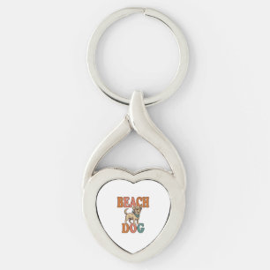 Beach Dog Vintage Engraving Graphic Design_1 Key Ring