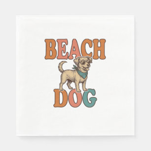 Beach Dog Vintage Engraving Graphic Design_1 Napkin