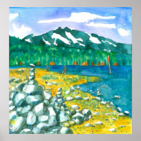 Beach Dog Walking Mountain Lake Zen Rock Cairn