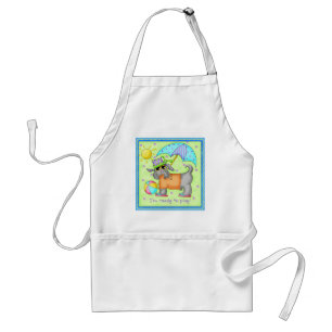 Beach Dog Whimsy Art Green Blue Standard Apron