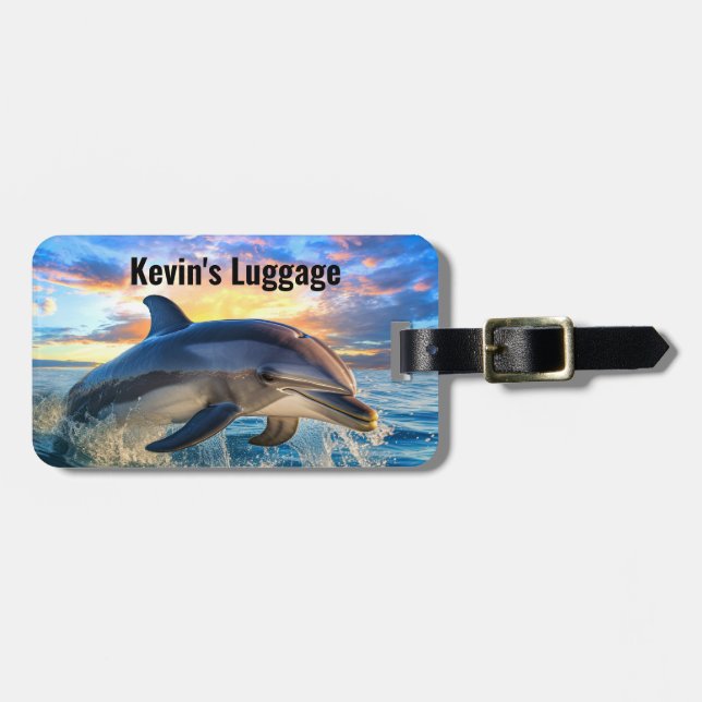Beach Dolphin Monogram Luggage Tags (Front Horizontal)