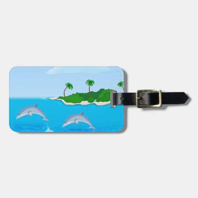 Beach Dolphin Scene Luggage tag (Front Horizontal)