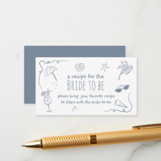 Beach Doodle Share a Recipe Bridal Shower  Enclosure Card
