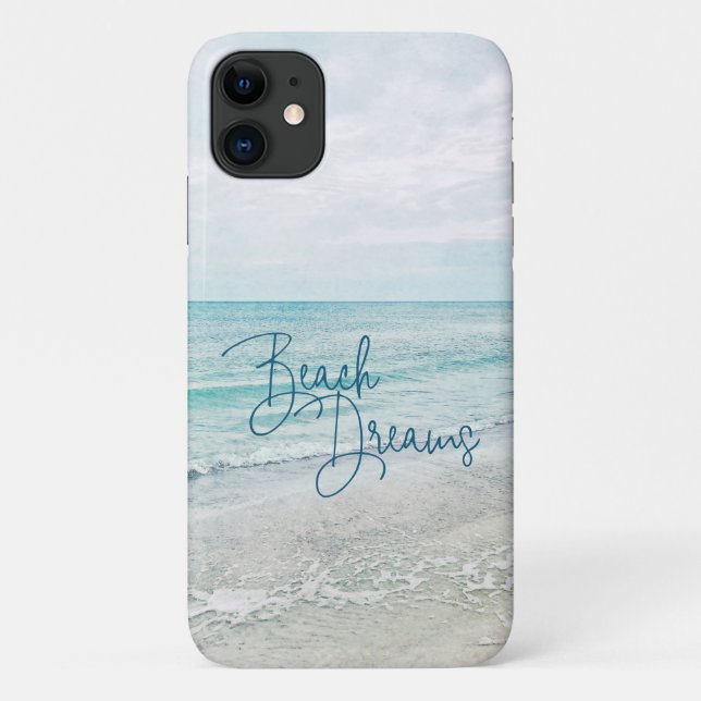 Beach Dreams Inspirational Quote Retro Ocean Waves Case-Mate iPhone Case (Back)