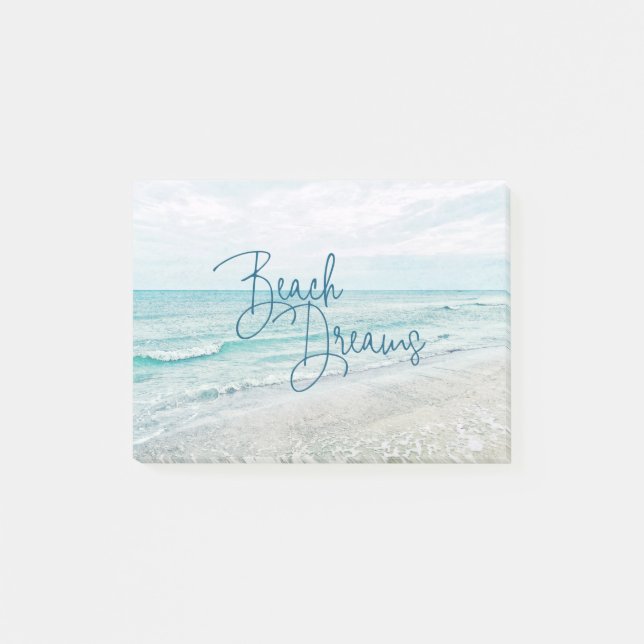 Beach Dreams Inspirational Quote Retro Ocean Waves Post-it Notes (Front)