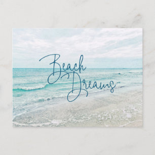 Beach Dreams Inspirational Quote Retro Ocean Waves Postcard