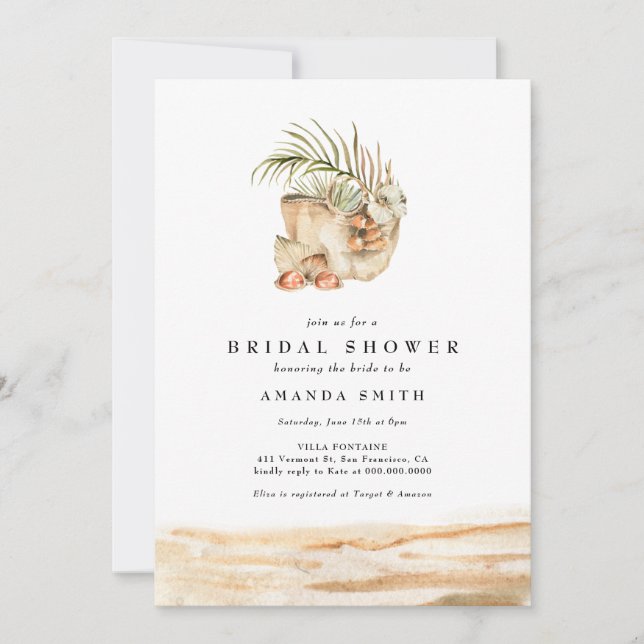 Beach Dried Tropical Desert Boho Bridal Shower  Invitation (Front)