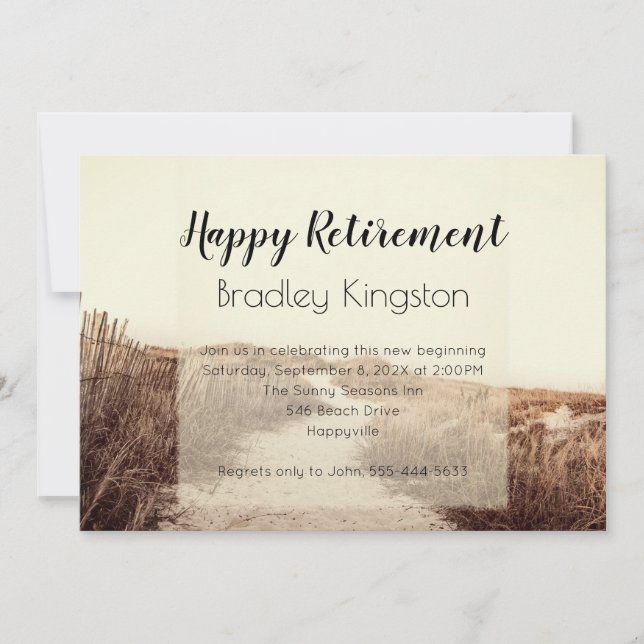 Beach Dunes Happy Retirement Party Invitation (Front)