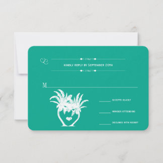 Beach Emerald Palm Tree Destination Chalkboard RSVP Card