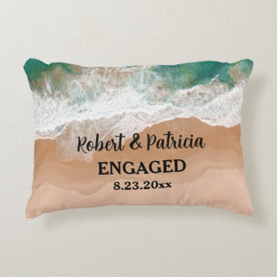 Beach Engaged Keepsake Engagement Decorative Cushion