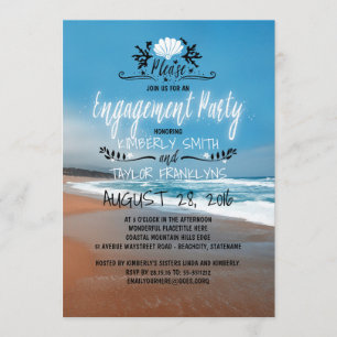 Beach Engagement Party   Seaside Invitation