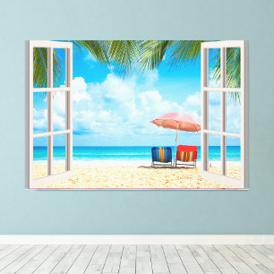 Beach Fake Window Home Office Wall Decor Photo Print