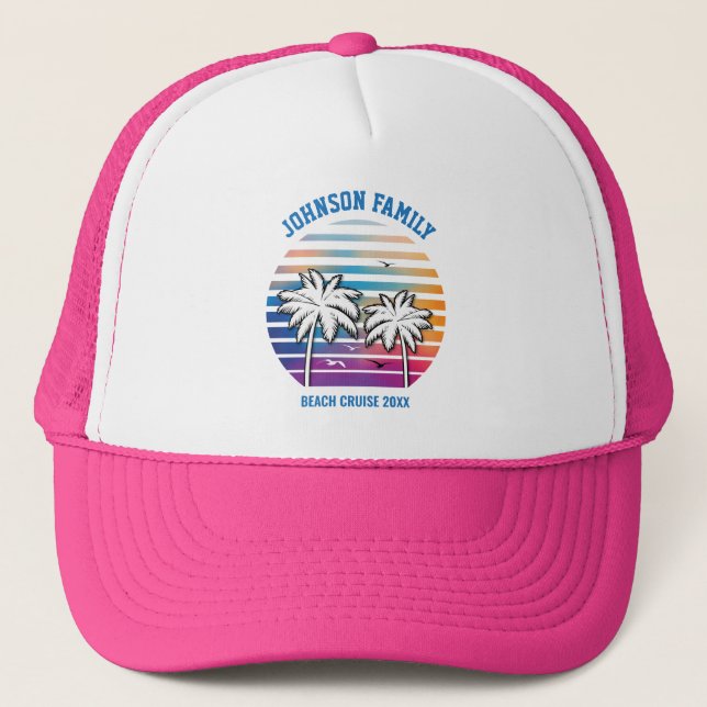 Beach Family Reunion Custom Cruise Summer Vacation Trucker Hat (Front)