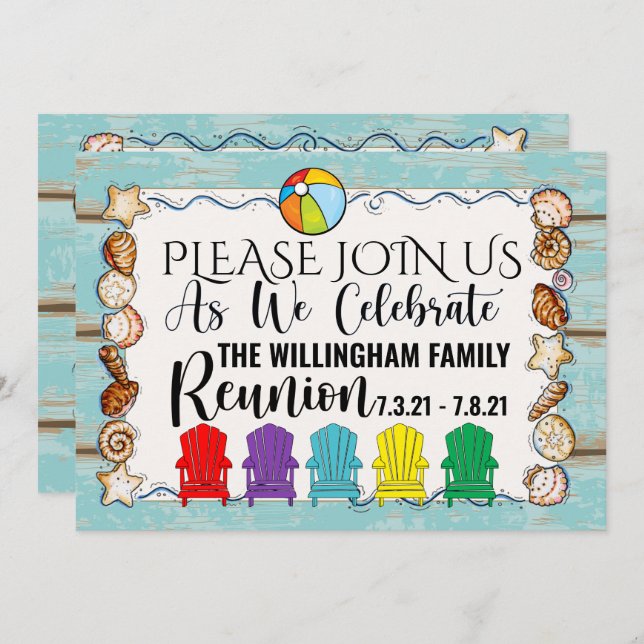 Beach Family Reunion,etc Invitation Template (Front/Back)