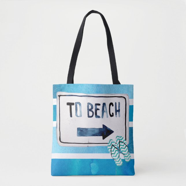 Beach Family Reunion watercolor surfboard Tote Bag (Front)