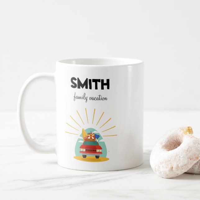 Beach Family Vacation Souvenir Coffee Mug (With Donut)