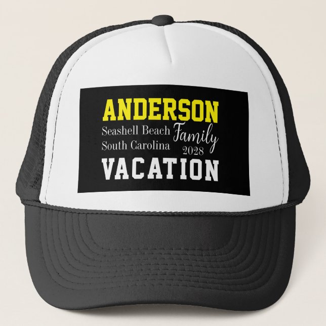 Beach Family Vacation Summer Typography Trucker Hat (Front)