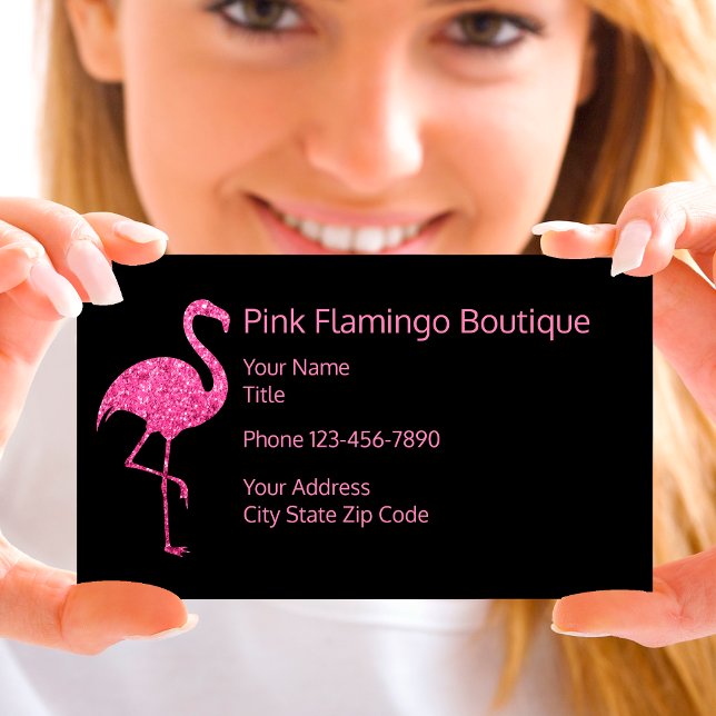 Beach Fashion Boutique Pink Flamingo Business Card (Creator Uploaded)
