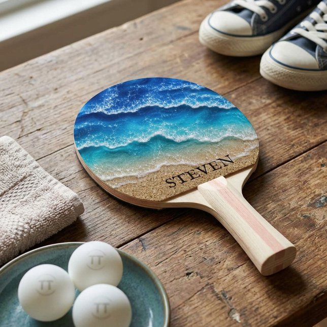 Beach Faux Resin Epoxy Coastal  Ping Pong Paddle (Creator Uploaded)