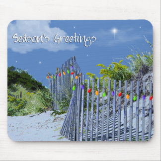 Beach Fence & Dunes Christmas Greetings Mouse Mat