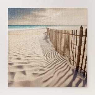 Beach Fence In Sand Jigsaw Puzzle