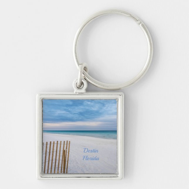 Beach Fence Morning Destin Florida Keychain (Front)