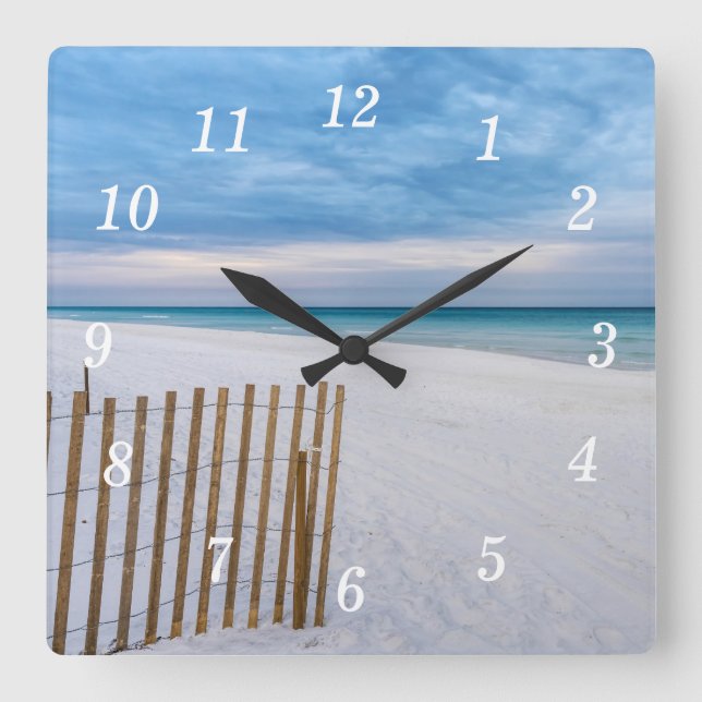 Beach Fence Morning Destin Florida Wall Clock (Front)