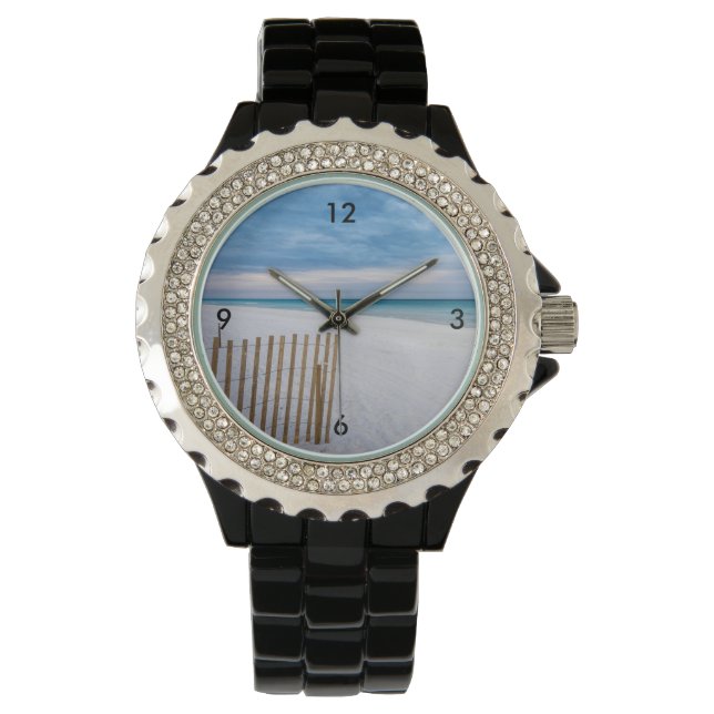 Beach Fence Morning Destin Florida Wrist Watch (Front)