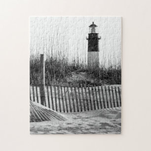 Beach Fences And Lighthouse Jigsaw Puzzle