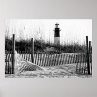 Beach Fences And Lighthouse