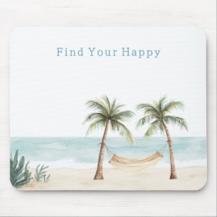Beach Find Your Happy Palm Trees Ocean Mouse Mat
