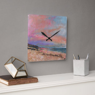 Beach Fine Art Painting Square Wall Clock