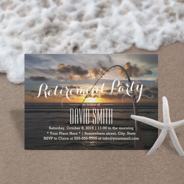 Beach Fishing Retirement Party Invitation (Creator Uploaded)