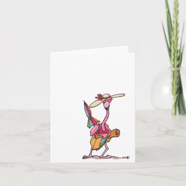 Beach Flamingo Beach day Notecard (Front)