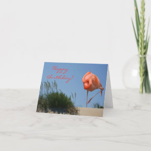 Beach Flamingo Happy Birthday Card