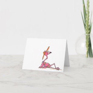 Beach Flamingo Vacation Sunbathing Notecard