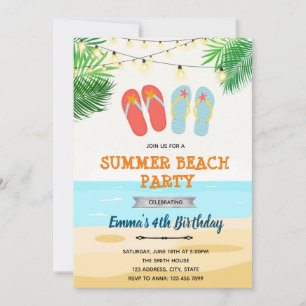 Beach flip flop birthday invitation