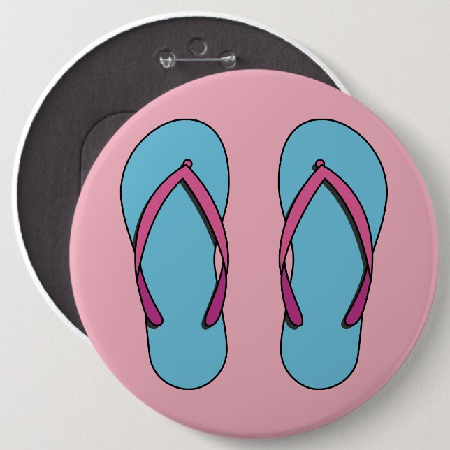 Beach Flip Flops 6 Cm Round Badge (Front & Back)