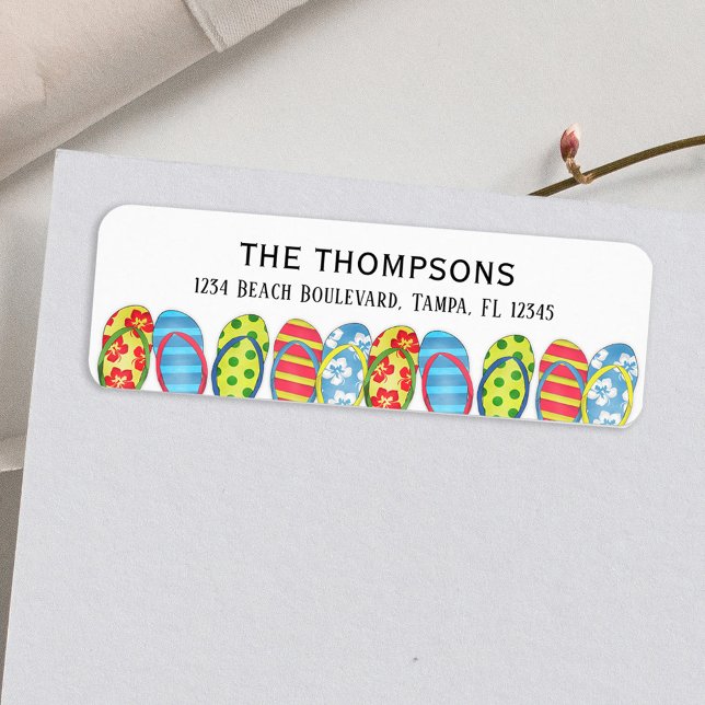 Beach Flip Flops Colourful Tropical Personalised L (Creator Uploaded)