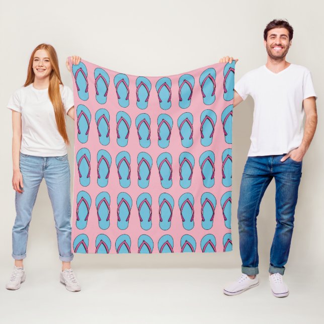 Beach Flip Flops Fleece Blanket (In Situ)