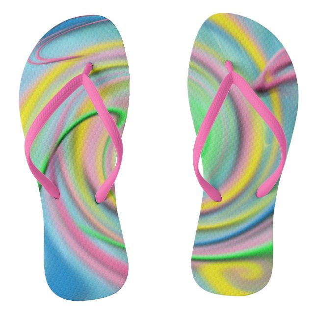 beach flip flops- Pastel colours, abstract Flops (Footbed)